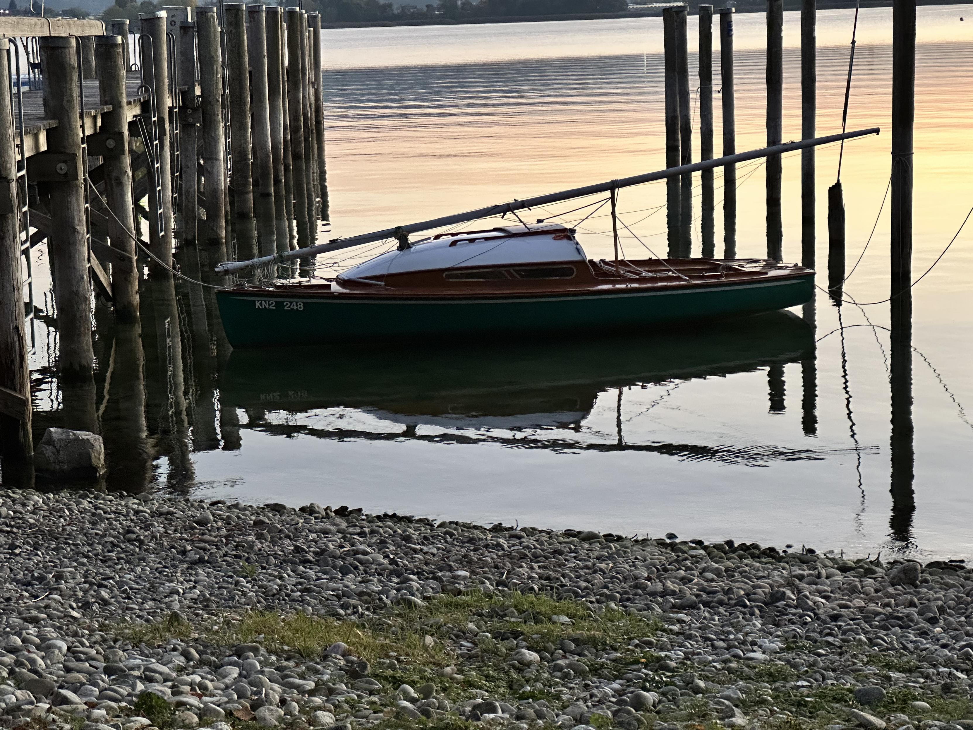 The boat at the jetty ready to be put on the hard.